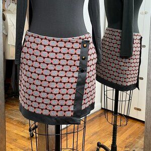 Karen Miller, Blk/Gry/Red Patterned Miniskirt